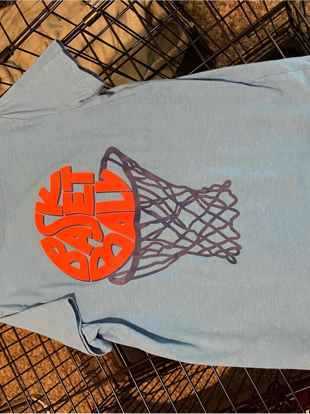 Cat & Jack Light Blue Short Sleeve Tee with Orange Basketball Graphic
